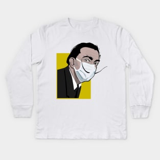 Dali with mask (yellow) Kids Long Sleeve T-Shirt